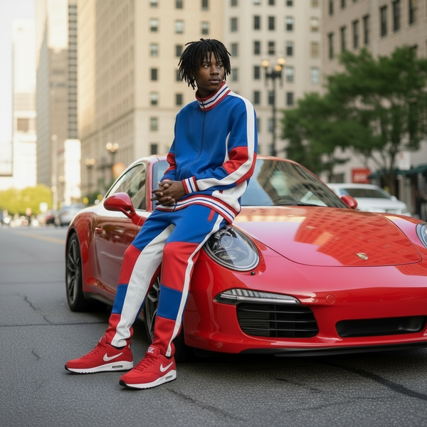 •UCXX• (BLUE-RED) ZIP UP TRACKSUITS (ACTIVEWEAR)