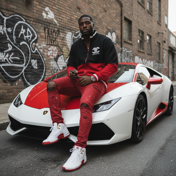 *CROOKS & CASTLES* (RED-BLACK) ~CC MEDUSA~ TRACK JACKET FOR MEN