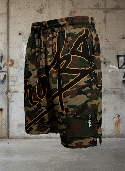 *CROOKS & CASTLES* (CAMOUFLAGE) ~SPLASH SCRIPT~ SUMMER SHORTS