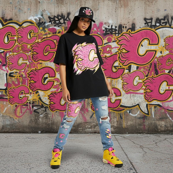 *Calgary Flames* trucker snapback hats by Mitchell & Ness