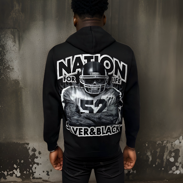 ^SILVER & BLACK^ ~NATION FOR LIFE~ (RAIDERS) PULLOVER HOODIES