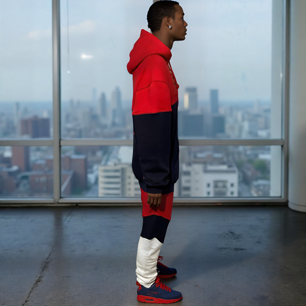 ^CHAMPION CHIEFIN’^ (RED-NAVY-WHITE) FULL HOODED SWEATSUITS (UNISEX)