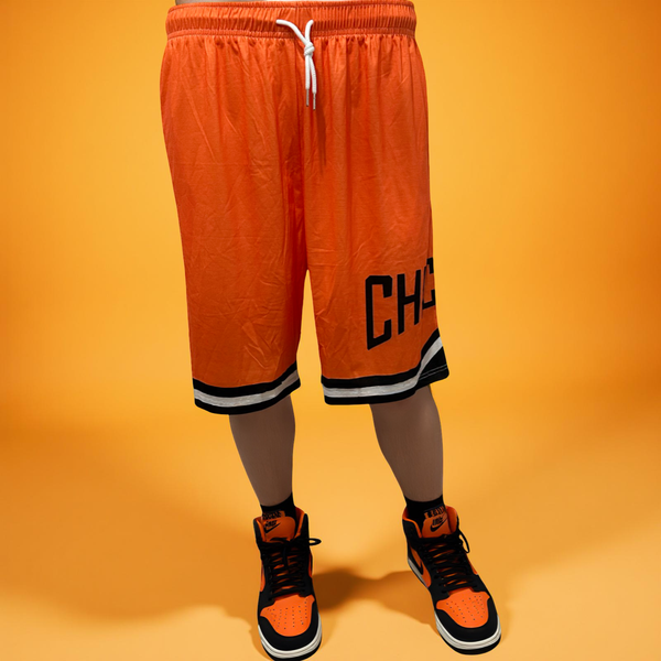 •CHICAGO• ~Orange lightweight activewear shorts~ (Front pockets & drawstring closure)