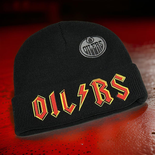 *EDMONTON OILERS* ~AC/DC Style Logo~ Winter Beanie by Mitchell & Ness