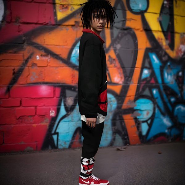•CHAMPION CHIEF• (RED-MULTI) LUXURY ZIP UP TRACKSUITS (CUT & SEW) (EMBROIDERED LOGOS)