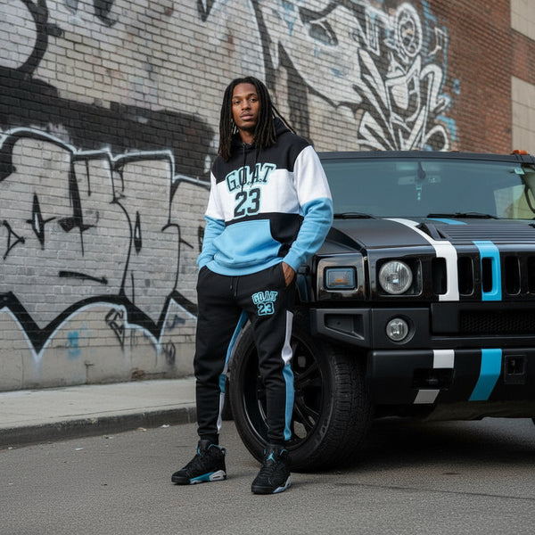 *23 GOAT* (BLACK-TURQUOISE) HOODED SWEATSUITS
