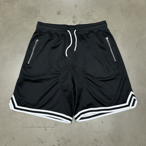 *MESH BASKETBALL SHORTS* (Black) ~Lined~Zip Pockets~