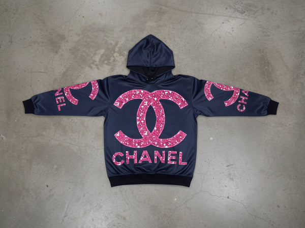 *CH@N3L* ~BLACK & PINK~ (FLEECE LINED) PULLOVER HOODIES