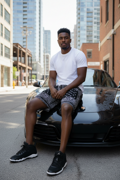 *Black Bandana Shorts* ~lightweight summer shorts~