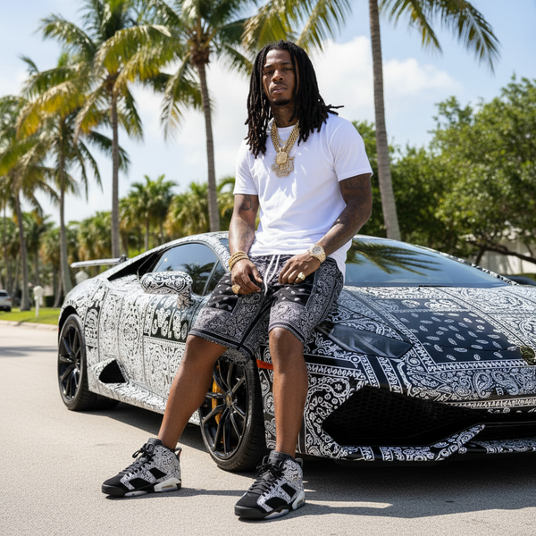 *Black Bandana Shorts* ~lightweight summer shorts~