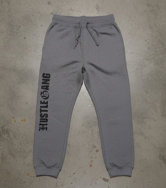 *HUSTLE GANG* (GREY) •OPEN LEG JOGGER SWEATPANTS•