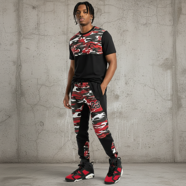 *23 JORDAN* (RED-CAMO) ~LUXURY JOGGER SWEATPANTS~ (EMBROIDERED)