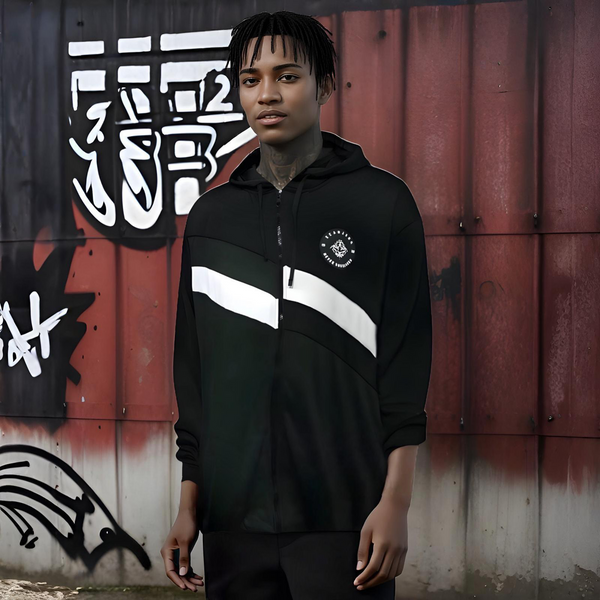 ^SEAN JOHN^ (GREEN~MULTI) POLYESTER HOODED ZIP UP TRACK JACKETS (XB SIZED)