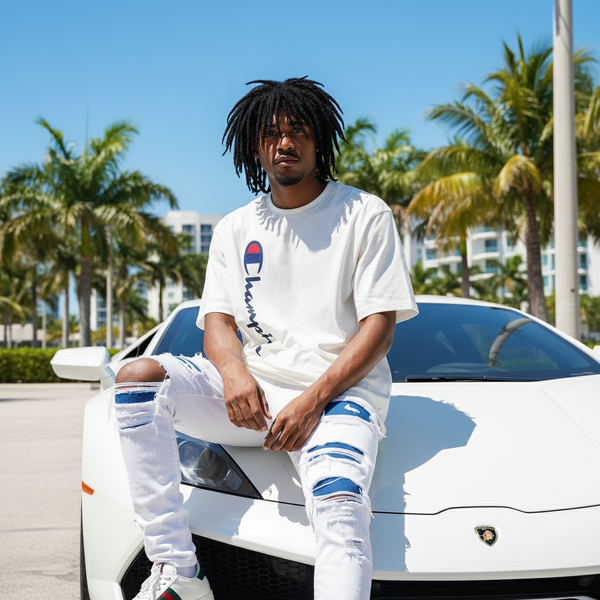 *CHAMPION ATHLETICS* (WHITE) •SHORT SLEEVE T-SHIRTS• (TALL SIZES)