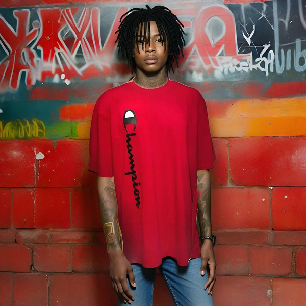 ^CHAMPION ATHLETICS^ (RED) SHORT SLEEVE T-SHIRT (TALL SIZES)