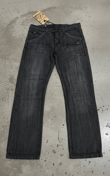*Reward Denim Jeans* (HEAVY) (Waist 30” X 32” Leg) (Missing Button) (BLACK)