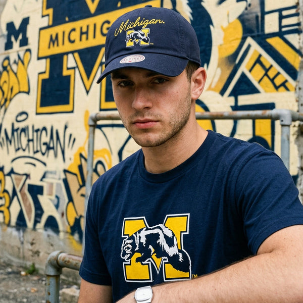 *MICHIGAN WOLVERINES* Strapback Hats by Mitchell & Ness (Dad Hat Fit)