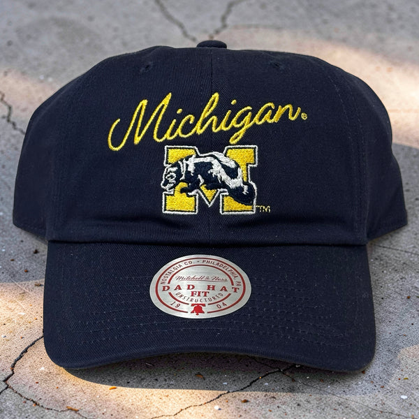 *MICHIGAN WOLVERINES* Strapback Hats by Mitchell & Ness (Dad Hat Fit)