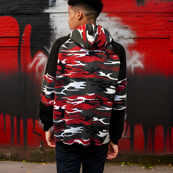 ^23 JORDAN^ (RED-CAMO) LUXURY PULLOVER HOODIES (EMBROIDERED)