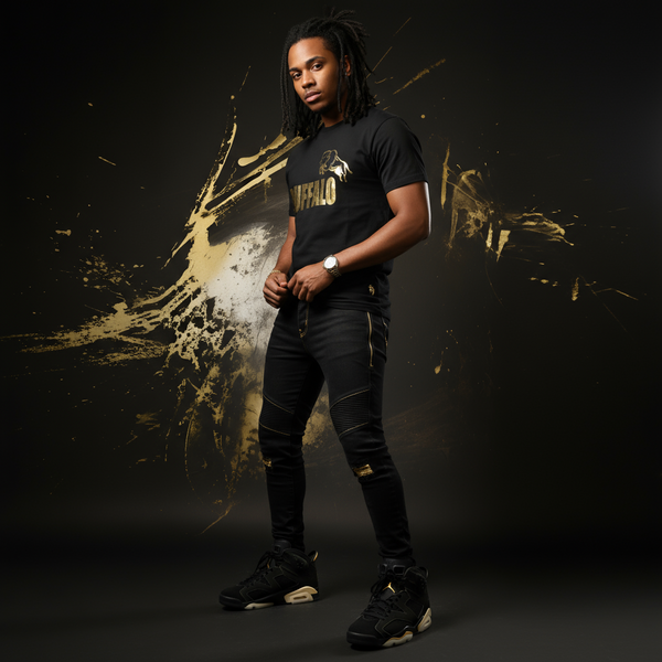 *BUFFALO* (BLACK) GOLD FOIL LOGO TEES