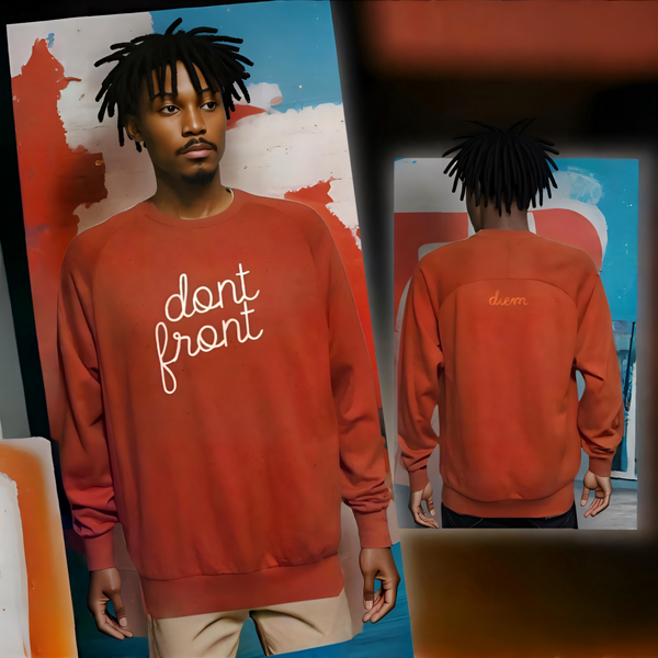 ^DIEM^ (ORANGE) ~DON'T FRONT~ EMBROIDERED KNIT CREWNECKS