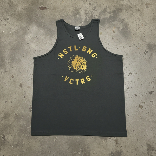 *HUSTLE GANG* (DARK GREY) ~HSTL GNG VCTRS~ tank top