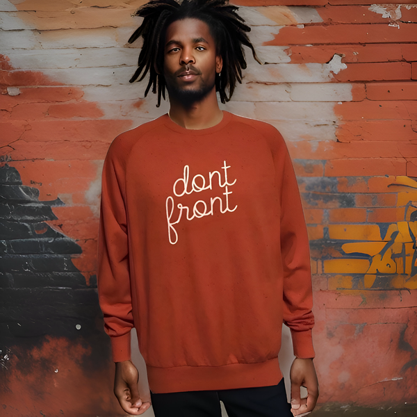 ^DIEM^ (ORANGE) ~DON'T FRONT~ EMBROIDERED KNIT CREWNECKS