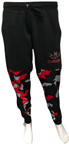 ^CHIEFIN’ ADI-FEATHER^ (RED CAMOUFLAGE) LUXURY JOGGER SWEATPANTS (CUT & SEW)