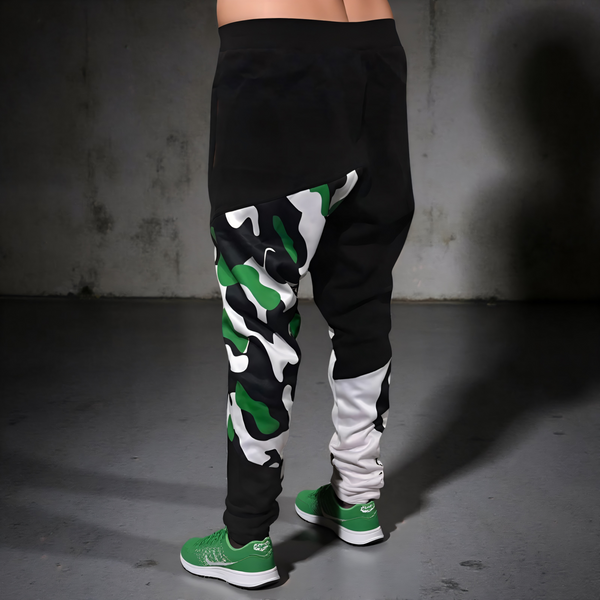 •CHAMPION CHIEF• LUXURY (GREEN CAMOUFLAGE) JOGGER SWEATPANTS (CUT & SEW)