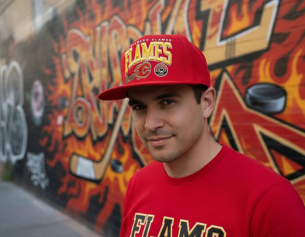 *Calgary Flames* snapback hats by Mitchell & Ness