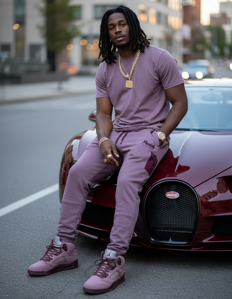 *PARISH NATION* ~LIGHT BURGUNDY~ •BIG & TALL JOGGER SWEATPANTS•