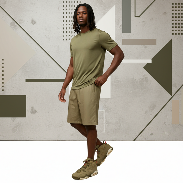 ^ABLANCHE^ ~KHAKI PLEATHER~ LINED SHORTS FOR MEN (CASUAL)