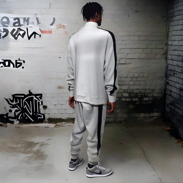 ^SEAN JOHN^ (GREY-MULTI)  POLYESTER COLLARED ZIP UP TRACKSUITS (XB SIZED)