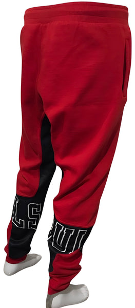 ^BULLS^ (RED-MULTI) *CUT & SEW* LUXURY JOGGER SWEATPANTS