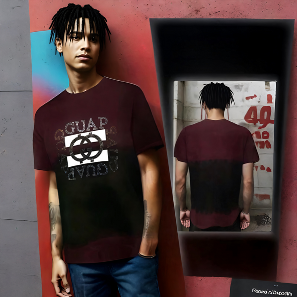 ^GUAP^ FANCY SHORT SLEEVE T-SHIRTS (BURGUNDY - BLACK TIE DYE)