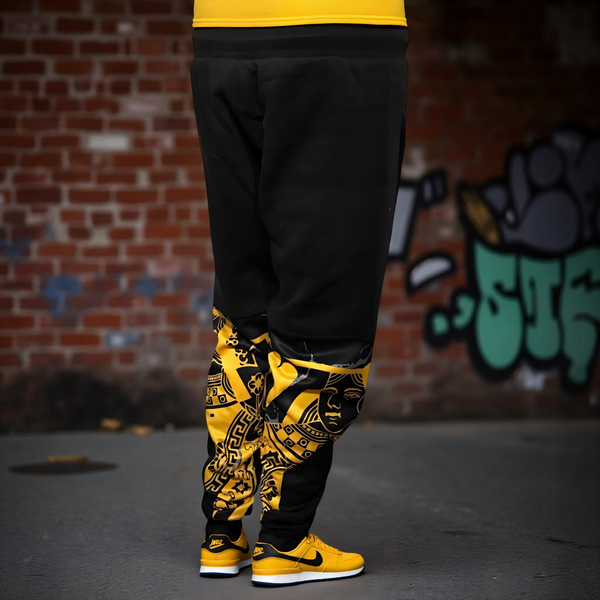 ^QUEEN OF HEARTS^ LUXURY *GOLD* JOGGER SWEATPANTS (CUT & SEW) (EMBROIDERED LOGO)