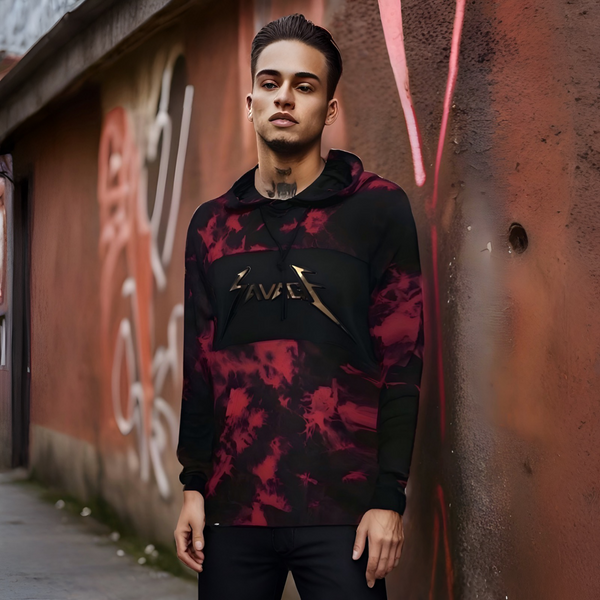 ^CAMP CLOTHING CO.^ *SAVAGE* 3D FOIL PRINT ACID WASH PULLOVER HOODIES