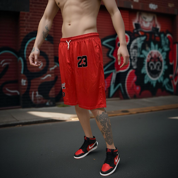 •CHICAGO 23• ~Red Shorts~ *Summer activewear* (Front pockets & drawstring closure)