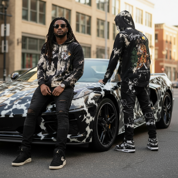 *CAMP CLOTHING CO.* ~FLYING TIGERS~ •TIE DYE• LIGHT WEIGHT ZIP UP HOODIES