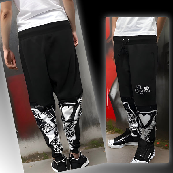 ^QUEEN OF HEARTS^ LUXURY JOGGER SWEATPANTS (CUT & SEW) (EMBROIDERED LOGO)