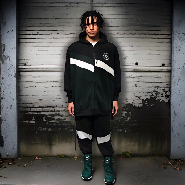 ^SEAN JOHN^ (GREEN~MULTI) POLYESTER HOODED ZIP UP TRACKSUITS (XB SIZED)