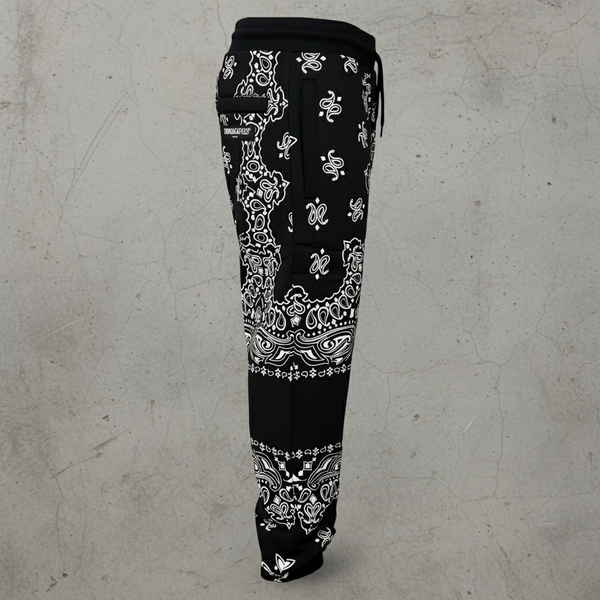 *CROOKS & CASTLES* (BLACK) ~PAISLEY~ JOGGER SWEATPANTS FOR MEN