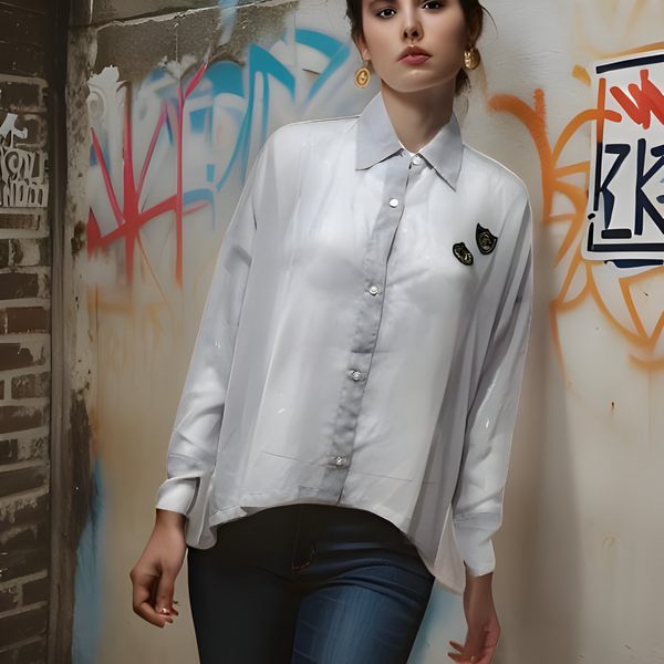 ^CROOKS & CASTLES^ (GREY) BUTTON UP TOPS FOR WOMEN