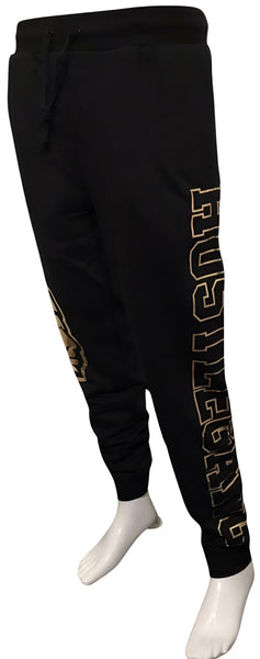 ^HUSTLE GANG^ (BLACK-GOLD) *COLLEGIATE* KNIT SWEATPANTS