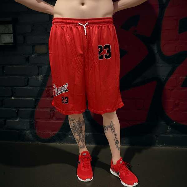 •CHICAGO 23• ~Red Shorts~ *Summer activewear* (Front pockets & drawstring closure)
