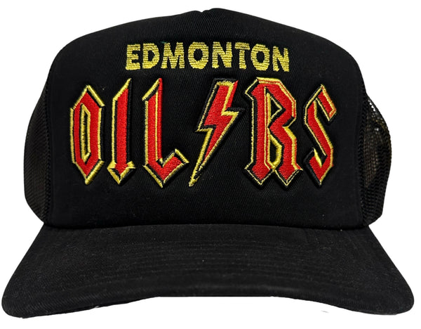 *Edmonton Oilers* ~AC/DC~ snapback/trucker hat by Mitchell & Ness (Rare Retailer Promo Sample)