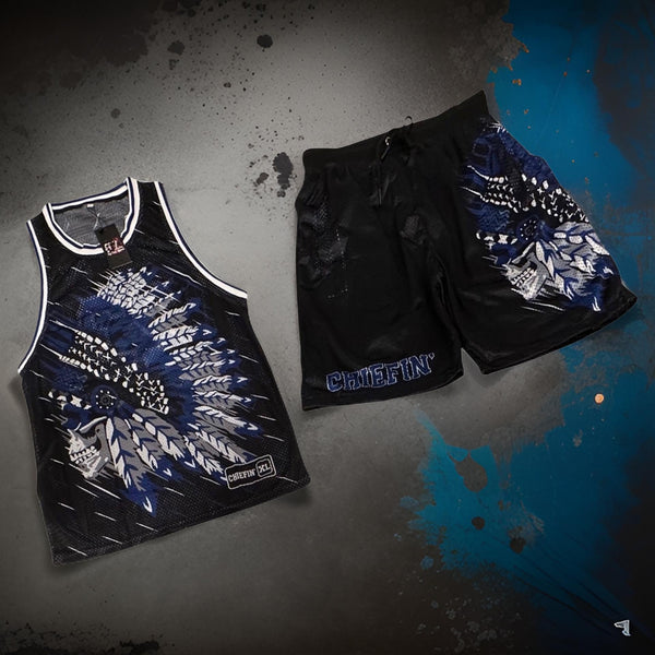 *CHIEFIN’* (BLACK / BLUE) MATCHING SUMMER OUTFITS (BASKETBALL)