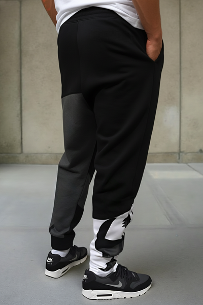 *CHAMPION CHIEF* LUXURY (BLACK-MULTI) JOGGER SWEATPANTS (CUT & SEW) (EMBROIDERED LOGO)