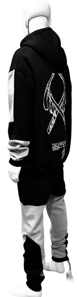 ^CHIEFIN’^ (BLACK-GREY) HOODED JOGGER SWEATSUITS (CUT & SEW)