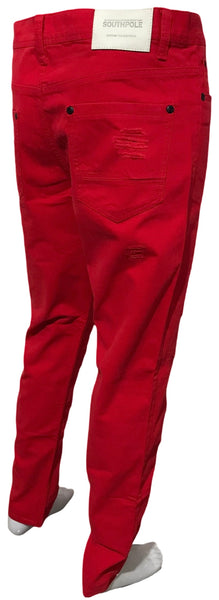 ^SOUTHPOLE^ (RED) RIPPED DENIM FOR MEN (34'' x 32'')